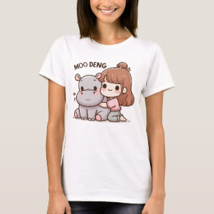 Moo Deng Baby Hippo and Girl Love Zoo T-Shirt