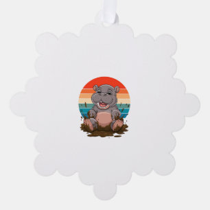 Moo Deng Baby Hippo Baby Pigmy Moodeng Vintage Kid Tree Decoration Card