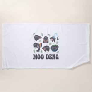Moo Deng Baby Hippo Collection Cute Animal Cartoon Beach Towel