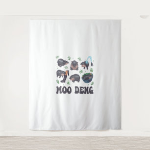 Moo Deng Baby Hippo Collection Cute Animal Cartoon Tapestry