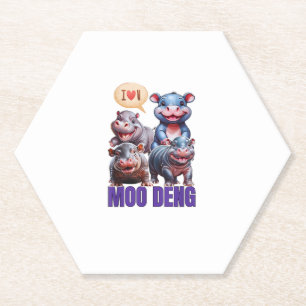 Moo Deng Baby Hippo Moo Deng Bouncy Cute Moo Dang Paper Coaster