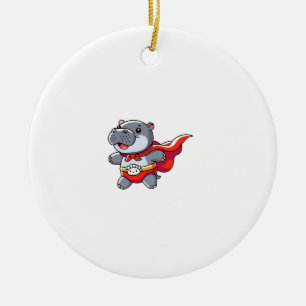 Moo Deng Baby Hippo Superhero Kids Cute Fun Boys G Ceramic Ornament