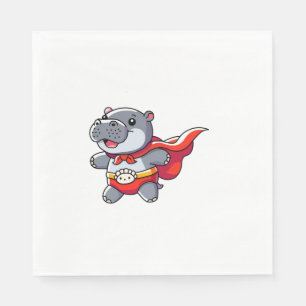 Moo Deng Baby Hippo Superhero Kids Cute Fun Boys G Napkin