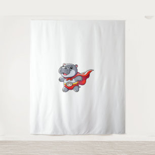 Moo Deng Baby Hippo Superhero Kids Cute Fun Boys G Tapestry