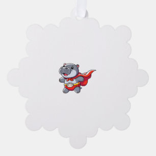 Moo Deng Baby Hippo Superhero Kids Cute Fun Boys G Tree Decoration Card