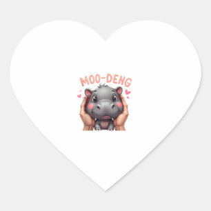 Moo-Deng Baby Pygmy Hippo Cute Baby Hippo Moodeng  Heart Sticker