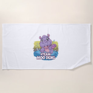 Moo-Deng Baby Pygmy Hippo cute zoo funny Long Slee Beach Towel