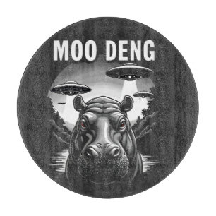 Moo Deng Baby Pygmy Hippo UFO Aliens Cutting Board