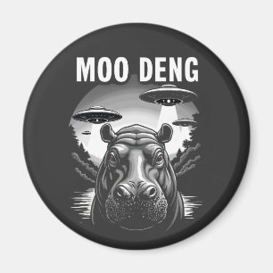 Moo Deng Baby Pygmy Hippo UFO Aliens Magnet