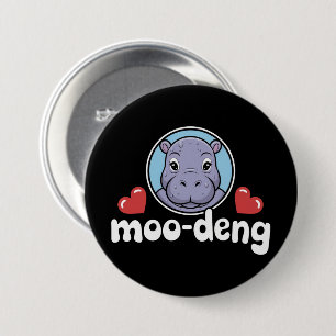 Moo Deng Bouncy Pig in Thai Picture Baby Hippo 7.5 Cm Round Badge