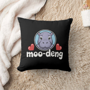 Moo Deng Bouncy Pig in Thai Picture Baby Hippo Cushion