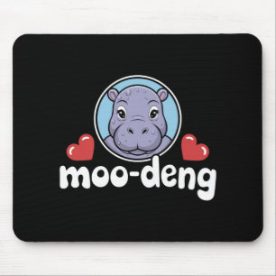 Moo Deng Bouncy Pig in Thai Picture Baby Hippo Mouse Pad