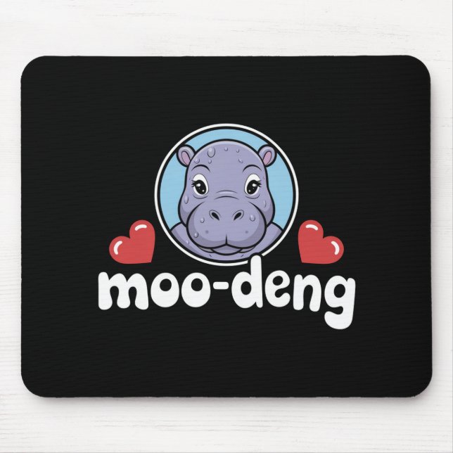 Moo Deng Bouncy Pig in Thai Picture Baby Hippo Mouse Pad (Front)