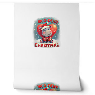 Moo-Deng Christmas Hippo Cute Holiday Cartoon Snow Wallpaper