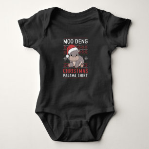 Moo Deng Christmas Pajama Matching Family  Baby Bodysuit