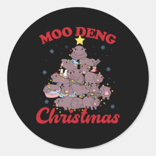 Moo Deng Christmas Tree Ba Classic Round Sticker