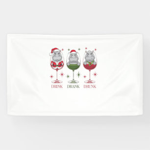 Moo-deng Drink Drank Drunk Glasses Christmas Baby  Banner