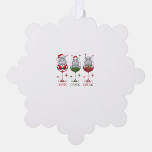 Moo-deng Drink Drank Drunk Glasses Christmas Baby Tree Decoration Card