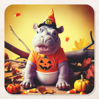 Moo deng funny baby hippo Paper Coaster