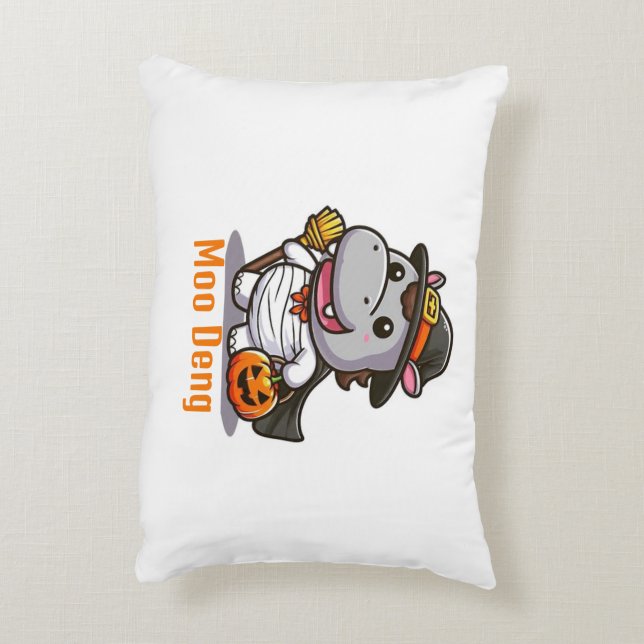 Moo Deng Halloween Pillow (Back(Vertical))