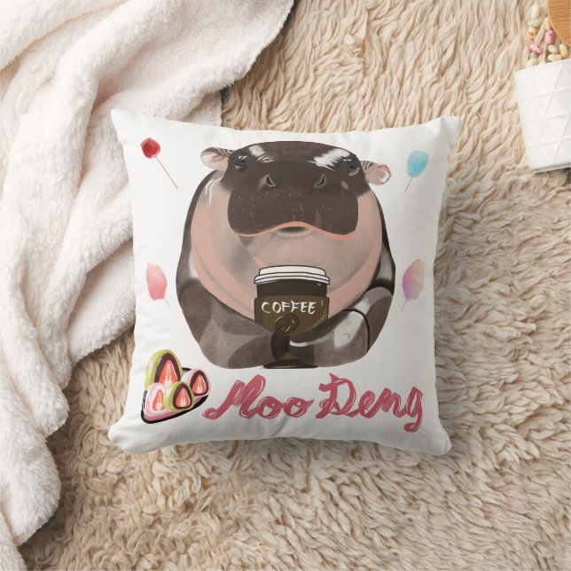 Moo Deng Hippo  Cushion (Blanket)