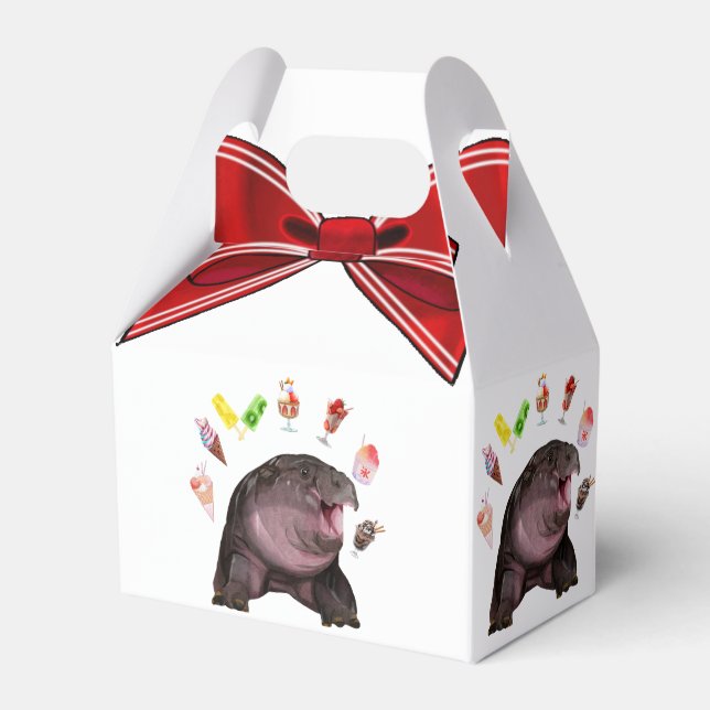 Moo Deng Hippo  Favour Box (Front Side)
