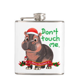 Moo Deng Hippo for Merry Christmas Hip Flask