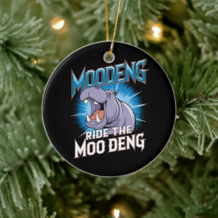 MOO DENG Hippo Ride The MOO DENG Ceramic Ornament