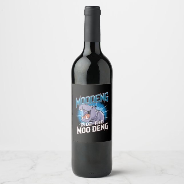 MOO DENG Hippo Ride The MOO DENG Wine Label (Front)