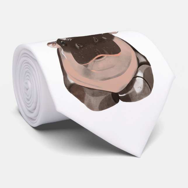 Moo Deng Hippo Tie (Rolled)