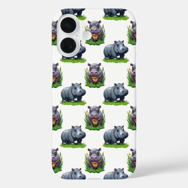 Moo Deng Hippopotamus Animal Pattern Design  Case-Mate iPhone Case (Back)