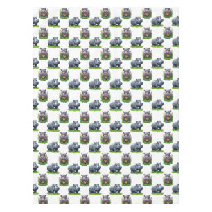 Moo Deng Hippopotamus Animal Pattern Design  Tablecloth