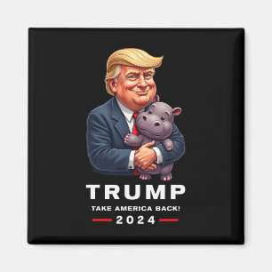 Moo Deng Hippopotamus Support Donald Trump 2024 Fu Magnet