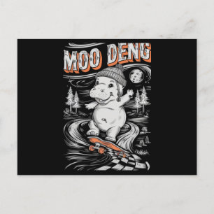 Moo Deng: Playful Hippo Riding a Skateboard  Postcard