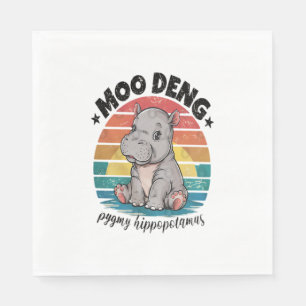 Moo deng pygmy hippopotaus black T-Shirt Napkin
