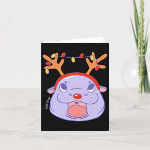 Moo Deng Reindeer Christmas Xmas Cute Zoo Safari S Card