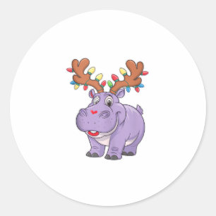 Moo Deng Reindeer Christmas Xmas Cute Zoo Safari S Classic Round Sticker