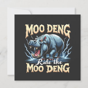 Moo Deng Ride the Moo Deng Funny Hippo Invitation