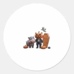 Moo Deng’s Halloween Party of Pumpkins and Fun! Ta Classic Round Sticker