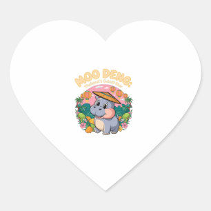 Moo Deng, Thailand cutest star, Bouncy Pig baby Hi Heart Sticker