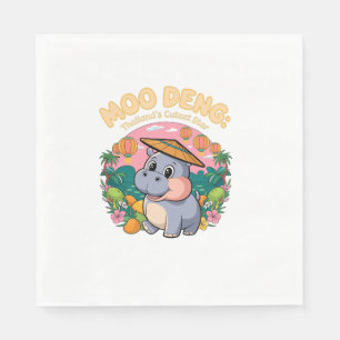 Moo Deng, Thailand cutest star, Bouncy Pig baby Hi Napkin