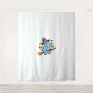 Moo Deng the Hippo Witch's Magical Halloween Tank Tapestry