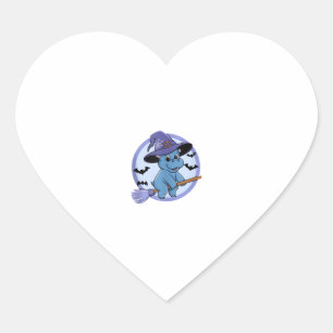 Moo Deng the Witchy Hippo Celebrates Halloween Tan Heart Sticker