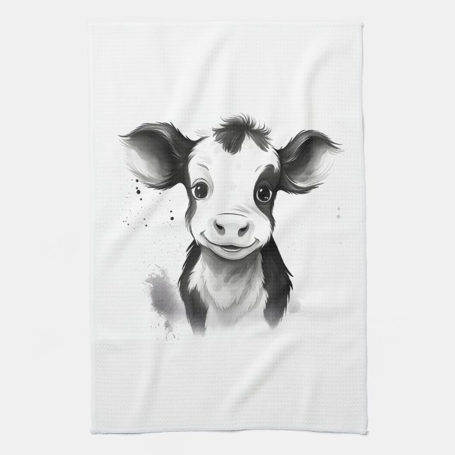 "Moo-dern Kitchen" Towel - Dry Hands, Warm Heart! (Vertical)