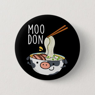 Moo-don Funny Udon Pun Dark BG 6 Cm Round Badge