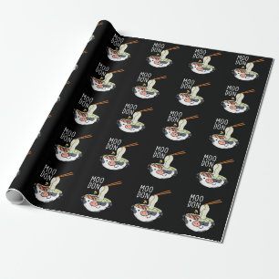 Moo-don Funny Udon Pun Dark BG Wrapping Paper
