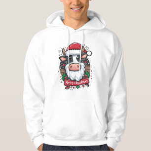 Moo-ey Christmas Cow Funny Santa Claus Hoodie