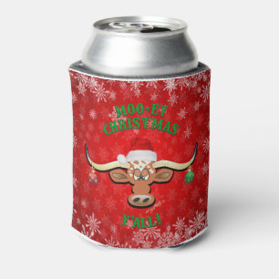 "MOO-ey" Christmas, Longhorn Steer Can Cooler