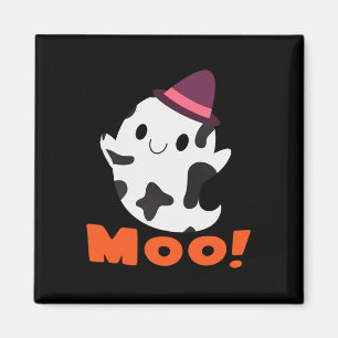 Moo! Funny Cow Ghost Halloween Women Girls Boys Magnet