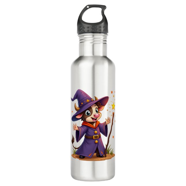 Moo-Gician the Cow Sorcerer 710 Ml Water Bottle (Front)
